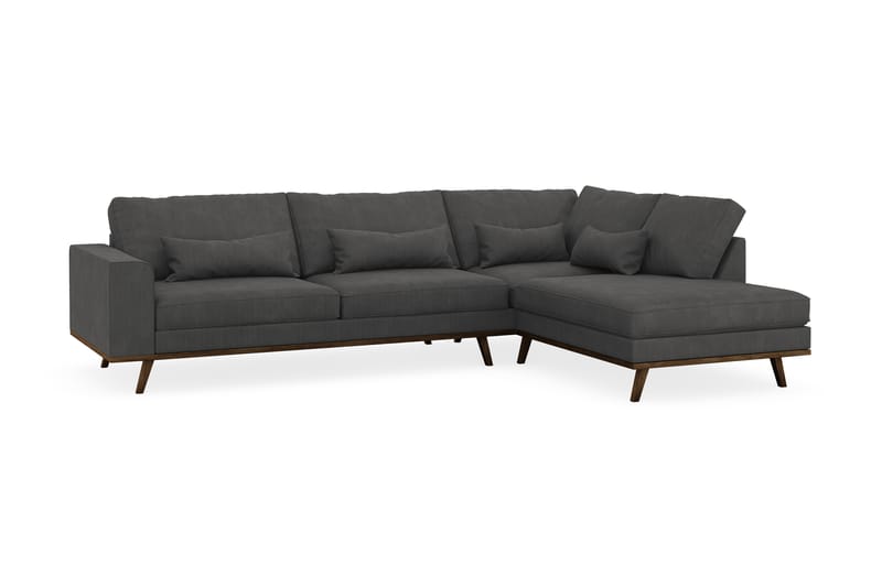 Copenhagen 4-seters Høyrevendt L-formet Sjeselongsofa i Manchester - Mørk grå - Møbler - Sofaer - Sofa med sjeselong