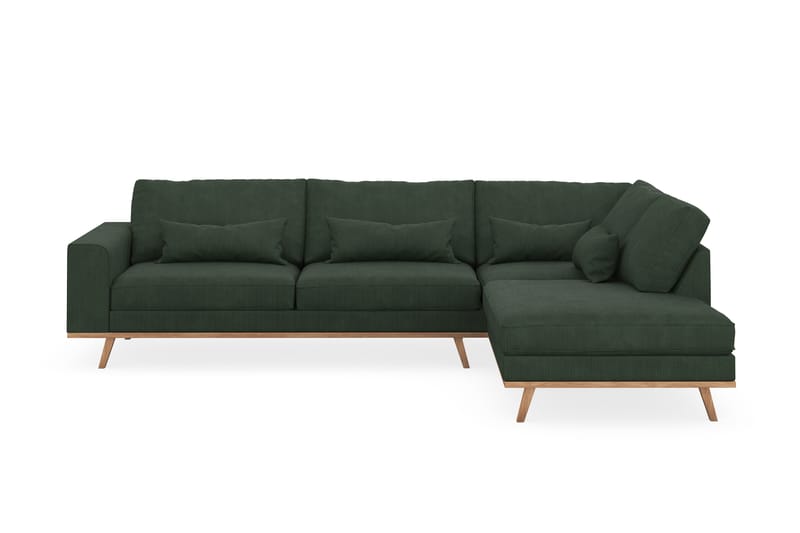Copenhagen 4-seters Høyrevendt L-formet Sjeselongsofa i Manchester - Mørk grønn - Møbler - Sofaer - Sofa med sjeselong