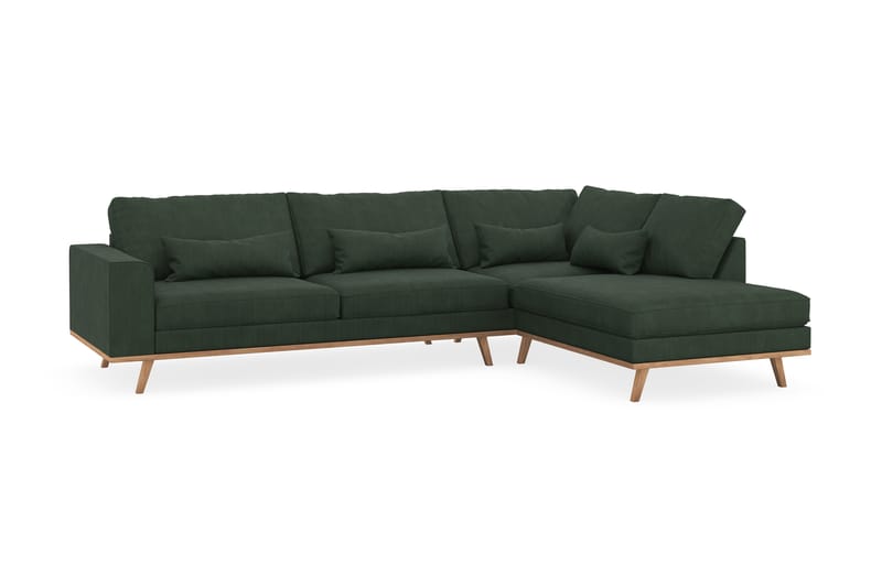 Copenhagen 4-seters Høyrevendt L-formet Sjeselongsofa i Manchester - Mørk grønn - Møbler - Sofaer - Sofa med sjeselong
