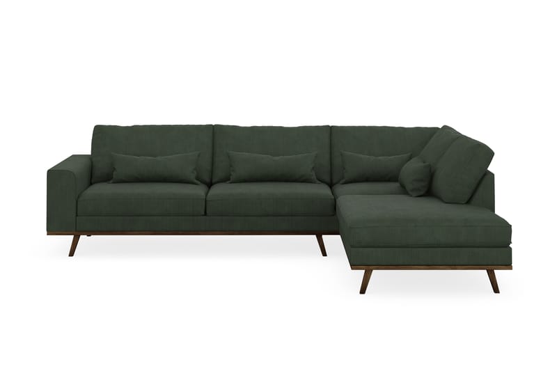 Copenhagen 4-seters Høyrevendt L-formet Sjeselongsofa i Manchester - Mørk grønn - Møbler - Sofaer - Sofa med sjeselong