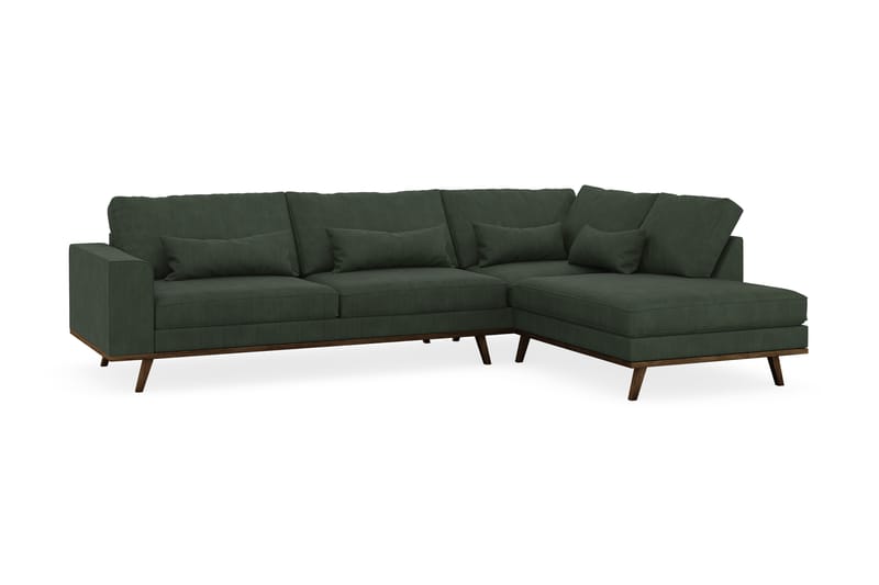 Copenhagen 4-seters Høyrevendt L-formet Sjeselongsofa i Manchester - Mørk grønn - Møbler - Sofaer - Sofa med sjeselong