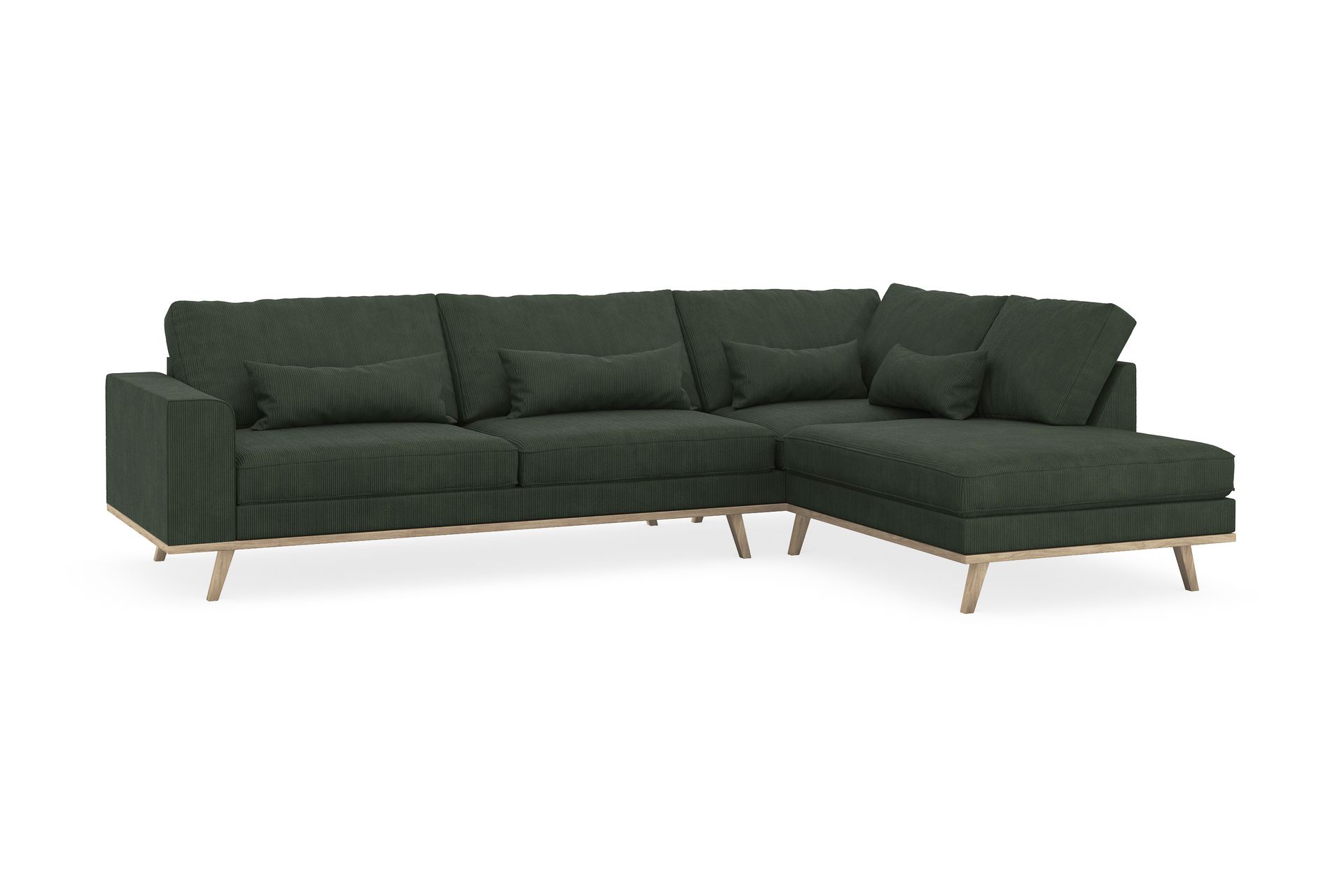 Copenhagen 4-seters Høyrevendt L-formet Sjeselongsofa i Manchester - Mørk grønn - Møbler - Sofaer - Sofa med sjeselong