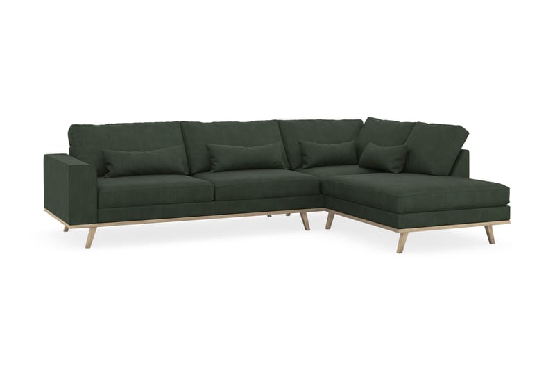 Copenhagen 4-seters Høyrevendt L-formet Sjeselongsofa i Manchester - Mørk grønn - Møbler - Sofaer - Sofa med sjeselong