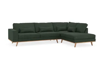 Copenhagen 4-seters Høyrevendt L-formet Sjeselongsofa i Manchester - Mørk grønn - Møbler - Sofaer - Sofa med sjeselong