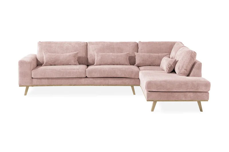 Copenhagen 4-seters Høyrevendt L-formet Sjeselongsofa i Manchester - Rosa - Møbler - Sofaer - Sofa med sjeselong