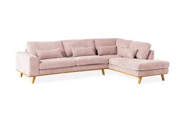 Copenhagen 4-seters Høyrevendt L-formet Sjeselongsofa i Manchester - Rosa - Møbler - Sofaer - Sofa med sjeselong