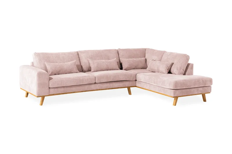 Copenhagen 4-seters Høyrevendt L-formet Sjeselongsofa i Manchester - Rosa - Møbler - Sofaer - Sofa med sjeselong