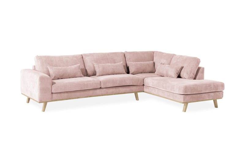 Copenhagen 4-seters Høyrevendt L-formet Sjeselongsofa i Manchester - Rosa - Møbler - Sofaer - Sofa med sjeselong