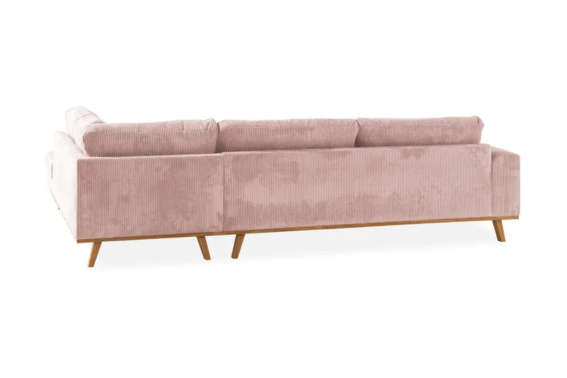 Copenhagen 4-seters Høyrevendt L-formet Sjeselongsofa i Manchester - Rosa - Møbler - Sofaer - Sofa med sjeselong