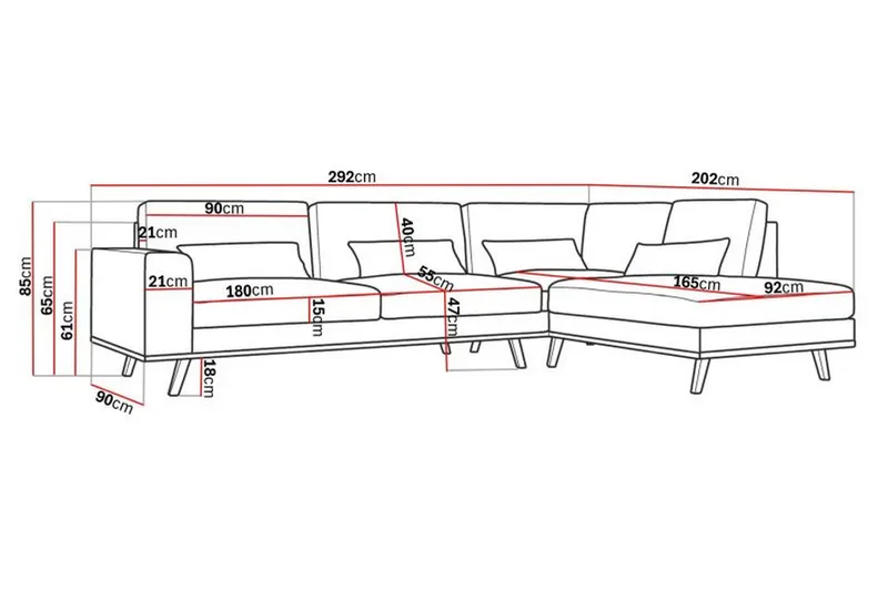 Copenhagen 4-seters Høyrevendt L-formet Sjeselongsofa i Stoff - Beige - Møbler - Sofaer - Sofa med sjeselong
