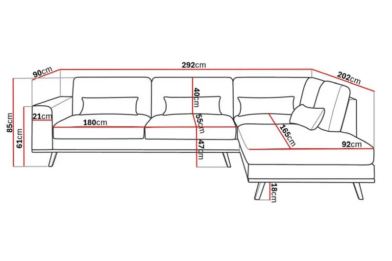 Copenhagen 4-seters Høyrevendt L-formet Sjeselongsofa i Stoff - Beige - Møbler - Sofaer - Sofa med sjeselong