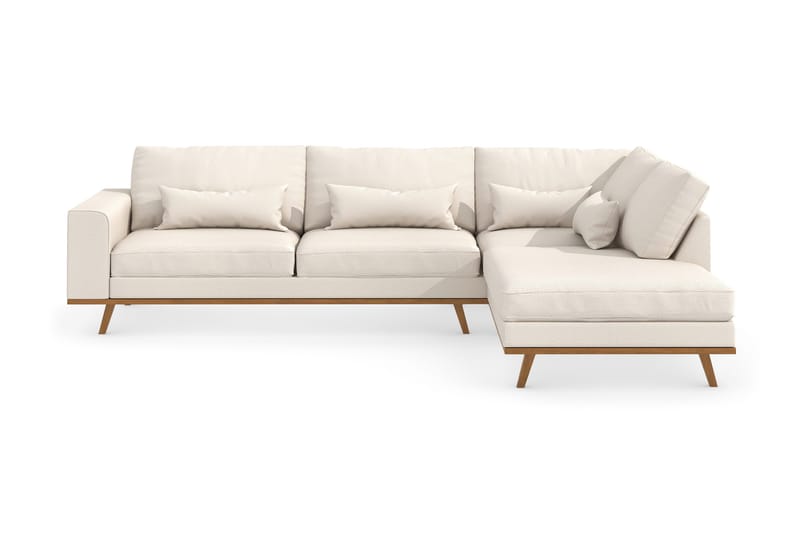 Copenhagen 4-seters Høyrevendt L-formet Sjeselongsofa i Stoff - Beige - Møbler - Sofaer - Sofa med sjeselong
