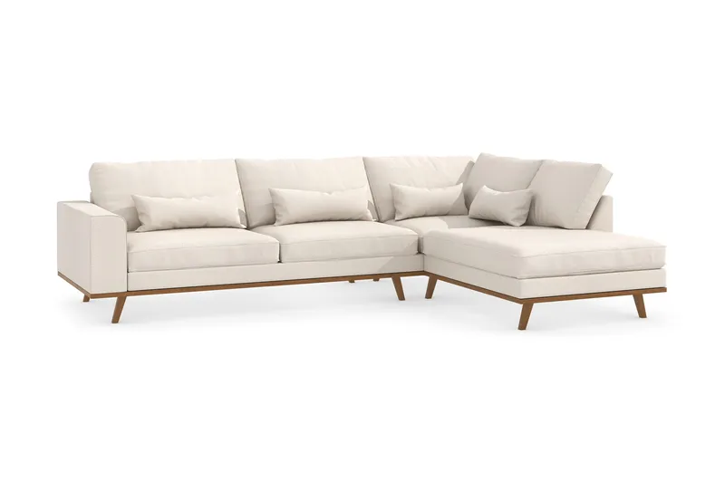 Copenhagen 4-seters Høyrevendt L-formet Sjeselongsofa i Stoff - Beige - Møbler - Sofaer - Sofa med sjeselong