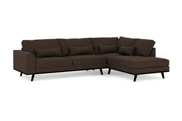 Copenhagen 4-seters Høyrevendt L-formet Sjeselongsofa i Stoff - Brun - Møbler - Sofaer - Sofa med sjeselong