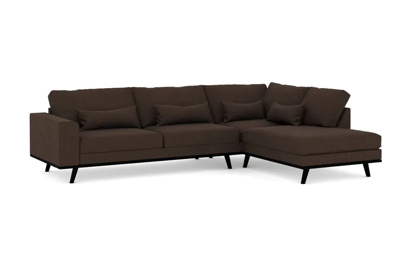 Copenhagen 4-seters Høyrevendt L-formet Sjeselongsofa i Stoff - Brun - Møbler - Sofaer - Sofa med sjeselong