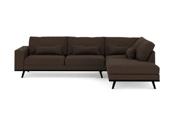 Copenhagen 4-seters Høyrevendt L-formet Sjeselongsofa i Stoff - Brun - Møbler - Sofaer - Sofa med sjeselong