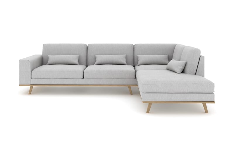 Copenhagen 4-seters Høyrevendt L-formet Sjeselongsofa i Stoff - Grå - Møbler - Sofaer - Sofa med sjeselong