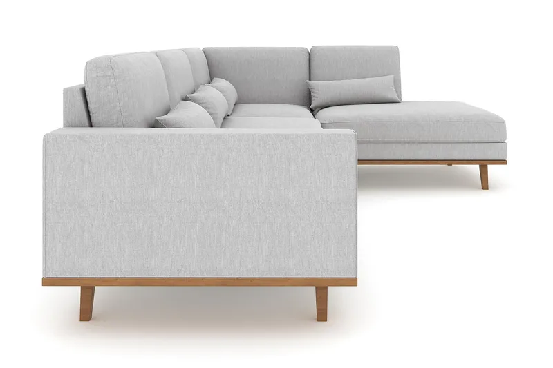 Copenhagen 4-seters Høyrevendt L-formet Sjeselongsofa i Stoff - Grå - Møbler - Sofaer - Sofa med sjeselong