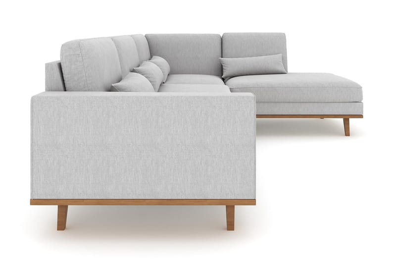 Copenhagen 4-seters Høyrevendt L-formet Sjeselongsofa i Stoff - Grå - Møbler - Sofaer - Sofa med sjeselong