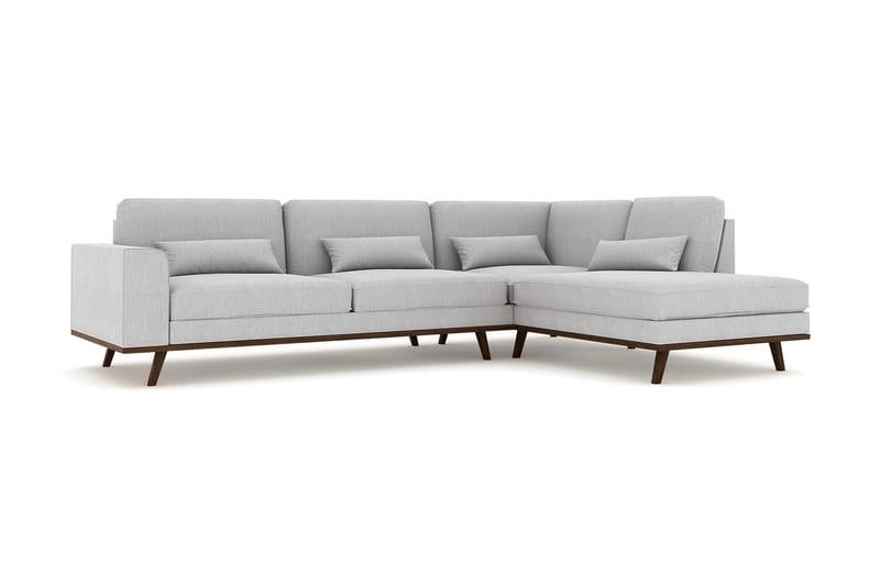 Copenhagen 4-seters Høyrevendt L-formet Sjeselongsofa i Stoff - Grå - Møbler - Sofaer - Sofa med sjeselong