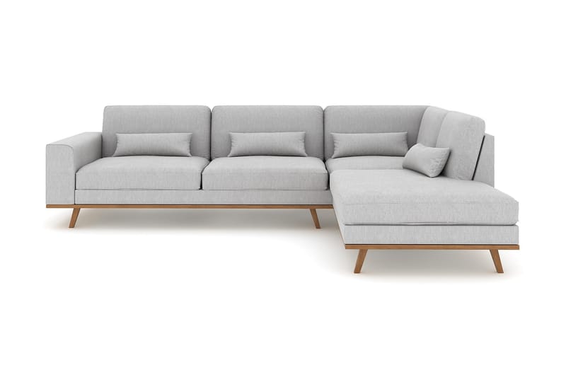 Copenhagen 4-seters Høyrevendt L-formet Sjeselongsofa i Stoff - Grå - Møbler - Sofaer - Sofa med sjeselong