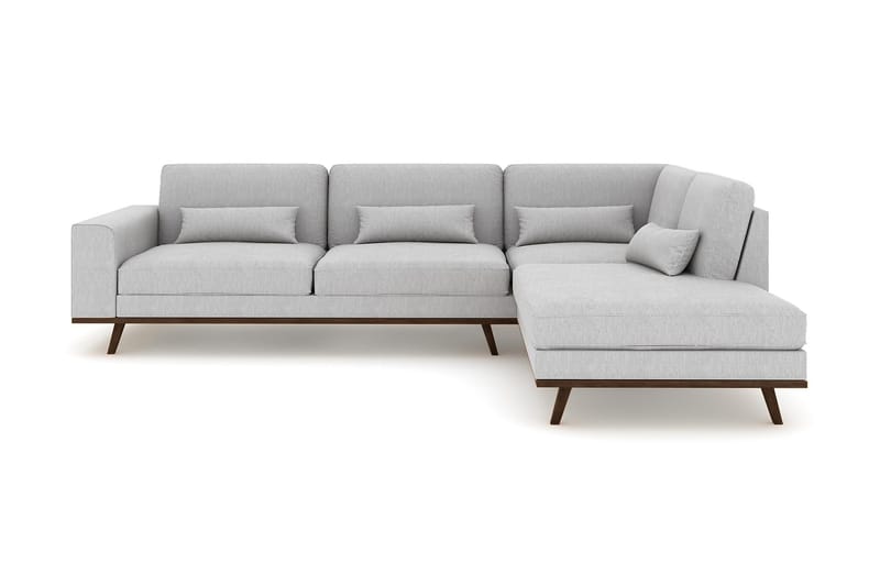 Copenhagen 4-seters Høyrevendt L-formet Sjeselongsofa i Stoff - Grå - Møbler - Sofaer - Sofa med sjeselong