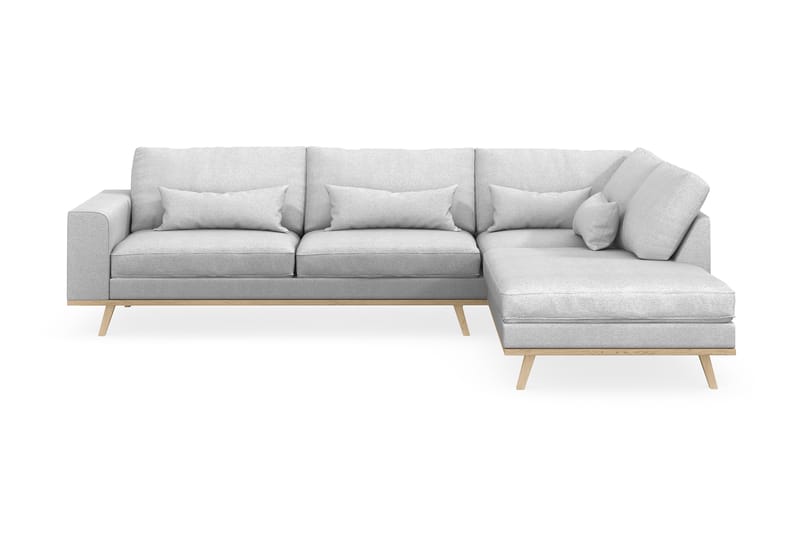Copenhagen 4-seters Høyrevendt L-formet Sjeselongsofa i Stoff - Lys grå - Møbler - Sofaer - Sofa med sjeselong