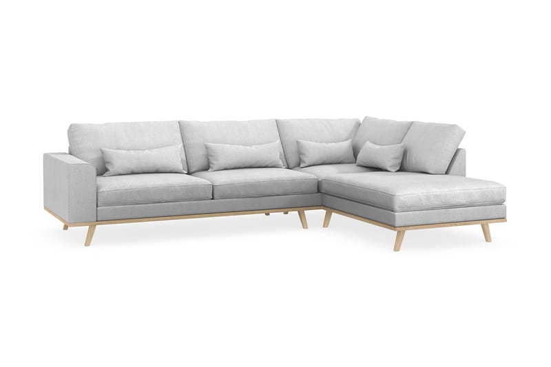 Copenhagen 4-seters Høyrevendt L-formet Sjeselongsofa i Stoff - Lys grå - Møbler - Sofaer - Sofa med sjeselong