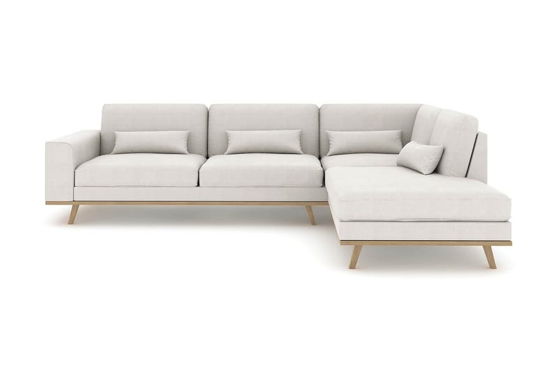 Copenhagen 4-seters Høyrevendt L-formet Sjeselongsofa i Stoff - Lys grå - Møbler - Sofaer - Sofa med sjeselong