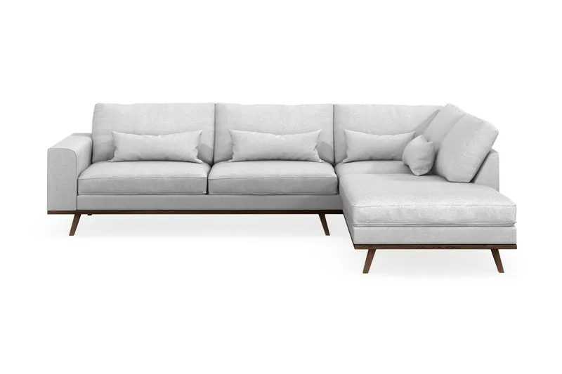Copenhagen 4-seters Høyrevendt L-formet Sjeselongsofa i Stoff - Lys grå - Møbler - Sofaer - Sofa med sjeselong