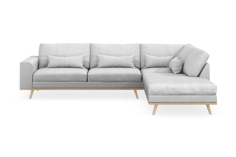 Copenhagen 4-seters Høyrevendt L-formet Sjeselongsofa i Stoff - Lys grå - Møbler - Sofaer - Sofa med sjeselong