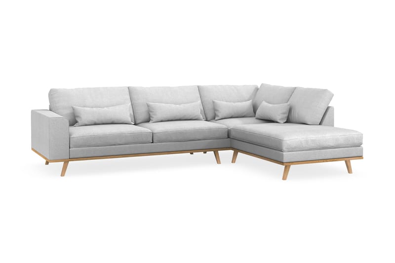 Copenhagen 4-seters Høyrevendt L-formet Sjeselongsofa i Stoff - Lys grå - Møbler - Sofaer - Sofa med sjeselong