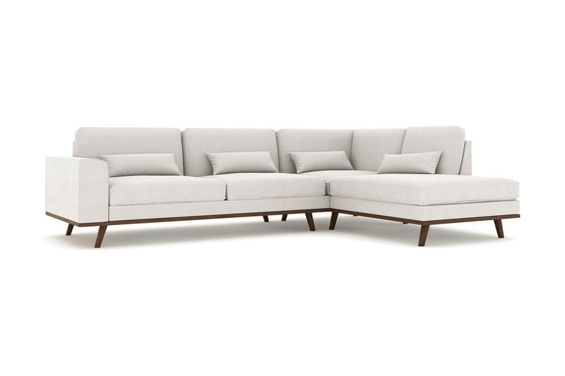 Copenhagen 4-seters Høyrevendt L-formet Sjeselongsofa i Stoff - Lys grå - Møbler - Sofaer - Sofa med sjeselong