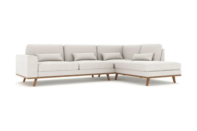 Copenhagen 4-seters Høyrevendt L-formet Sjeselongsofa i Stoff - Lys grå - Møbler - Sofaer - Sofa med sjeselong