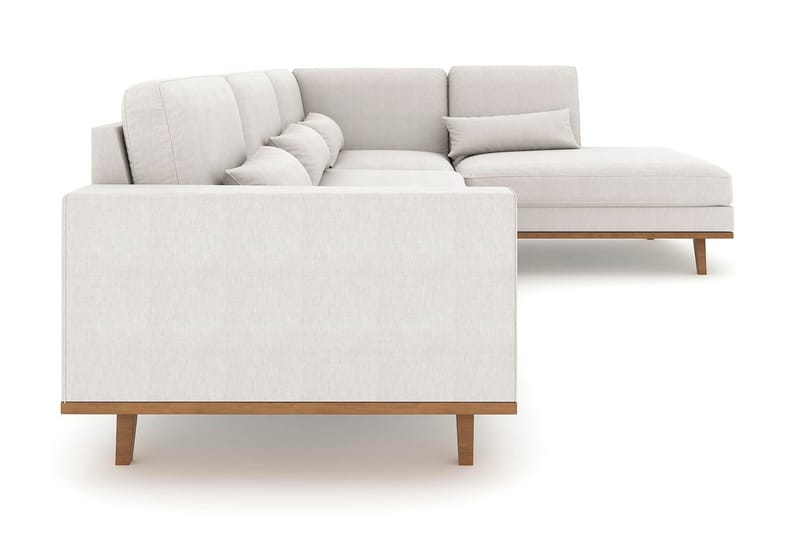 Copenhagen 4-seters Høyrevendt L-formet Sjeselongsofa i Stoff - Lys grå - Møbler - Sofaer - Sofa med sjeselong