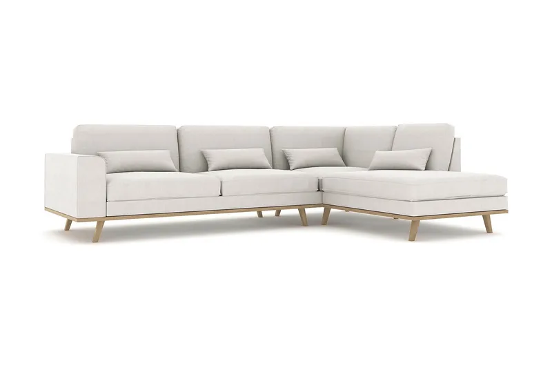 Copenhagen 4-seters Høyrevendt L-formet Sjeselongsofa i Stoff - Lys grå - Møbler - Sofaer - Sofa med sjeselong