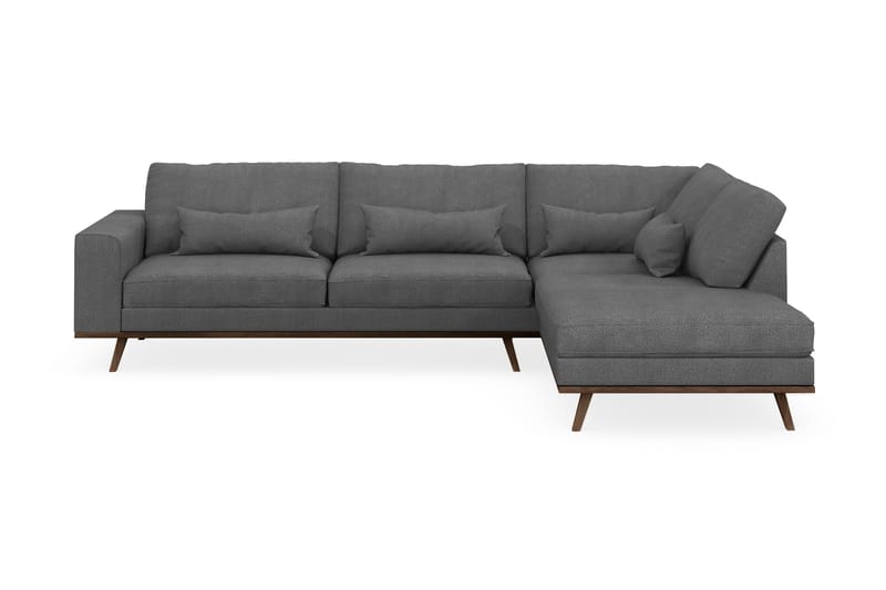 Copenhagen 4-seters Høyrevendt L-formet Sjeselongsofa i Stoff - Mørk grå - Møbler - Sofaer - Sofa med sjeselong