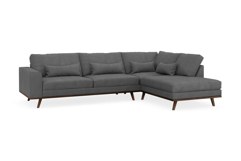 Copenhagen 4-seters Høyrevendt L-formet Sjeselongsofa i Stoff - Mørk grå - Møbler - Sofaer - Sofa med sjeselong