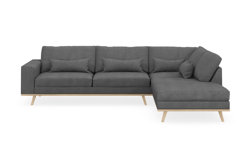 Copenhagen 4-seters Høyrevendt L-formet Sjeselongsofa i Stoff - Mørk grå - Møbler - Sofaer - Sofa med sjeselong