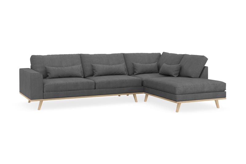 Copenhagen 4-seters Høyrevendt L-formet Sjeselongsofa i Stoff - Mørk grå - Møbler - Sofaer - Sofa med sjeselong