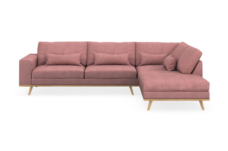 Copenhagen 4-seters Høyrevendt L-formet Sjeselongsofa i Stoff - Rosa - Møbler - Sofaer - Sofa med sjeselong