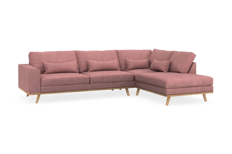 Copenhagen 4-seters Høyrevendt L-formet Sjeselongsofa i Stoff - Rosa - Møbler - Sofaer - Sofa med sjeselong