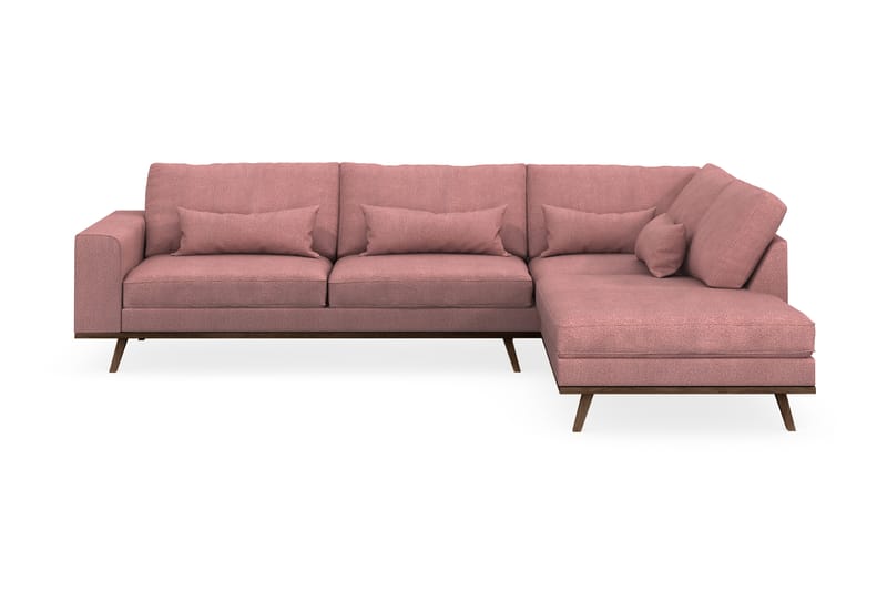 Copenhagen 4-seters Høyrevendt L-formet Sjeselongsofa i Stoff - Rosa - Møbler - Sofaer - Sofa med sjeselong