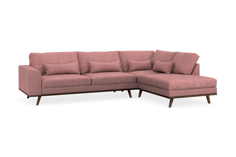 Copenhagen 4-seters Høyrevendt L-formet Sjeselongsofa i Stoff - Rosa - Møbler - Sofaer - Sofa med sjeselong