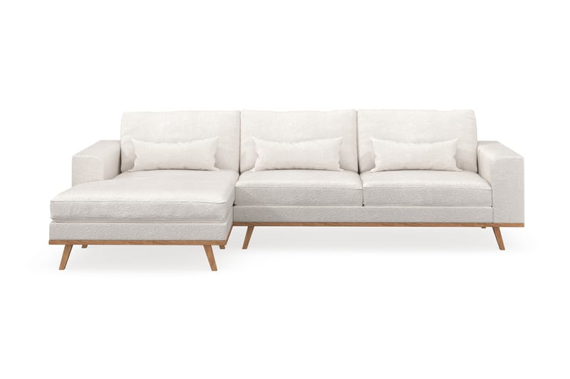 Copenhagen 4-seters Venstrevendt L-formet Divansofa i Bouclé - Hvit - Møbler - Sofaer - Sofa med sjeselong
