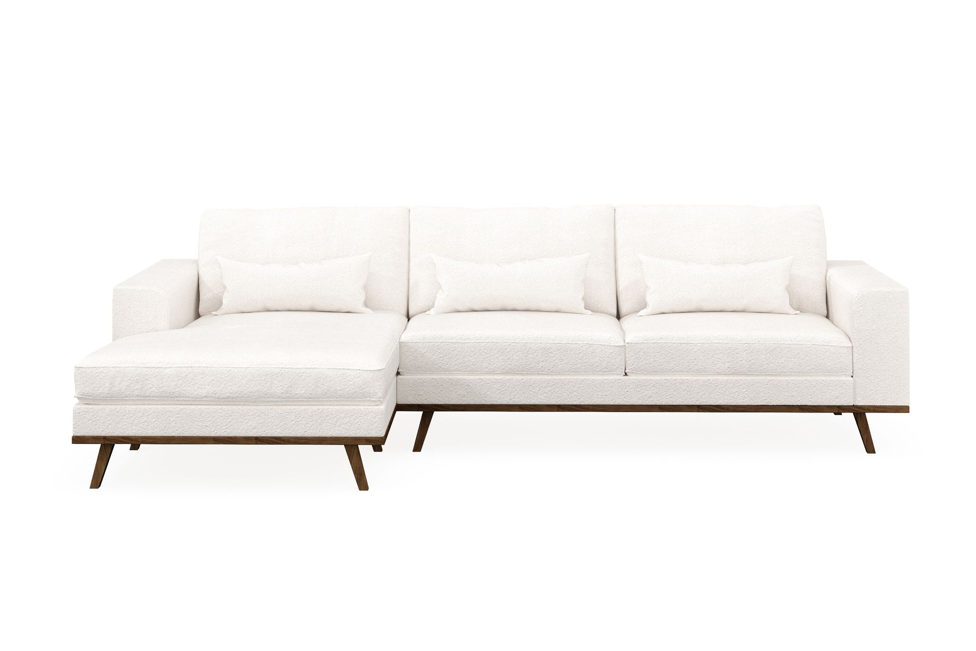 Copenhagen 4-seters Venstrevendt L-formet Divansofa i Bouclé - Hvit - Møbler - Sofaer - Sofa med sjeselong