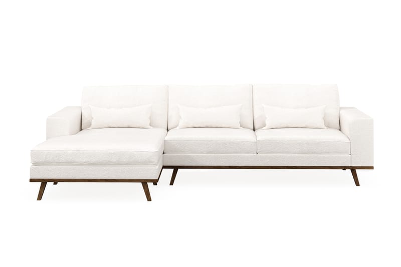 Copenhagen 4-seters Venstrevendt L-formet Divansofa i Bouclé - Hvit - Møbler - Sofaer - Sofa med sjeselong