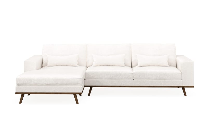 Copenhagen 4-seters Venstrevendt L-formet Divansofa i Bouclé - Hvit - Møbler - Sofaer - Sofa med sjeselong