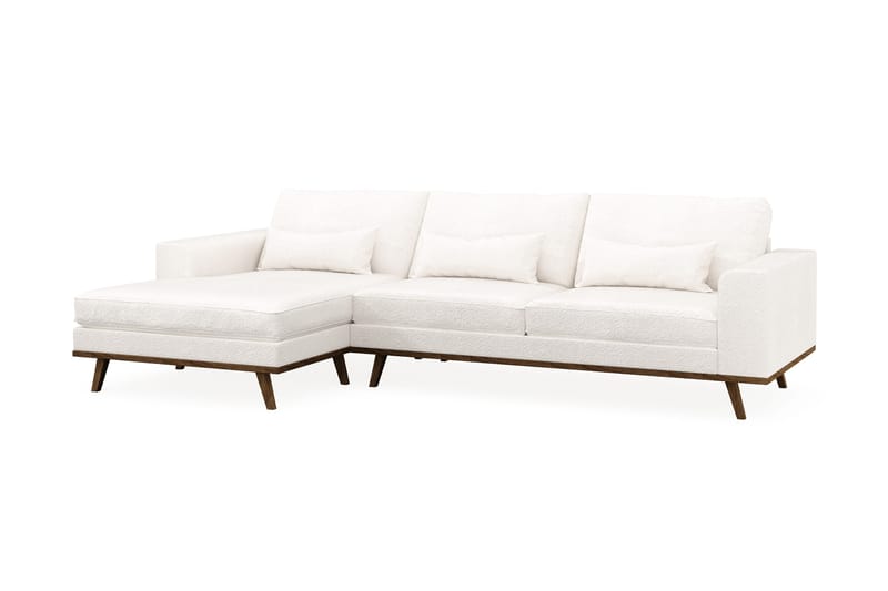 Copenhagen 4-seters Venstrevendt L-formet Divansofa i Bouclé - Hvit - Møbler - Sofaer - Sofa med sjeselong