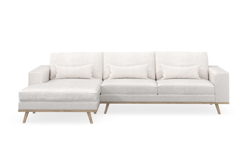 Copenhagen 4-seters Venstrevendt L-formet Divansofa i Bouclé, Hvit